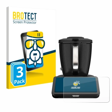 Front side of a product packaging with the brand logo BROTECT. Next to it is the device Vorwerk Thermomix TM7 shown with the c