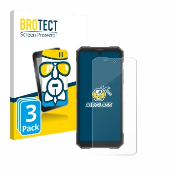 Front side of a product packaging with the brand logo BROTECT. Next to it is the device Doogee S200X shown with the correspond