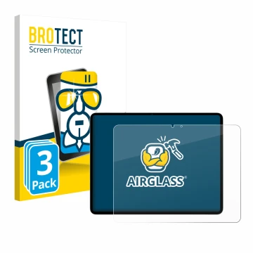 Front side of a product packaging with the brand logo BROTECT. Next to it is the device Apple iPad Air 13