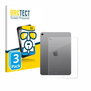 Front side of a product packaging with the brand logo BROTECT. Next to it is the device Apple iPad Air 11