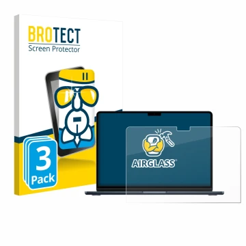 Front side of a product packaging with the brand logo BROTECT. Next to it is the device Apple MacBook Air 13