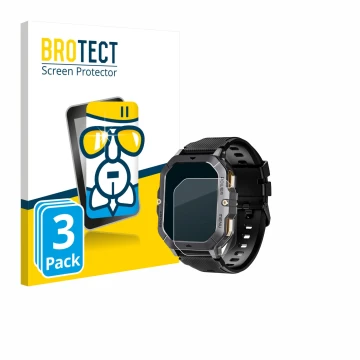 Front side of a product packaging with the brand logo BROTECT. Next to it is the device Oukitel BT101 2.02