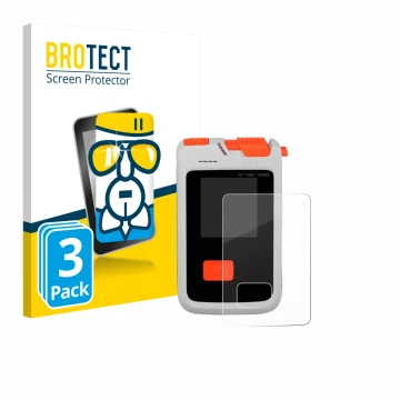 Front side of a product packaging with the brand logo BROTECT. Next to it is the device Mammut Barryvox Barryvox 2 shown with 