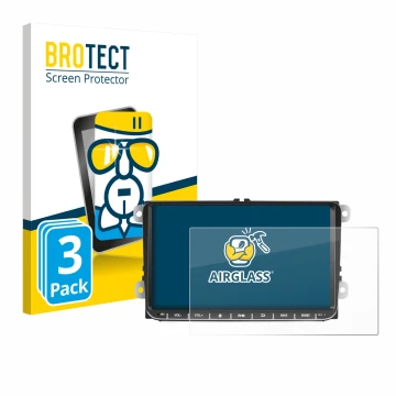 Front side of a product packaging with the brand logo BROTECT. Next to it is the device Essgoo AR9002 shown with the correspon