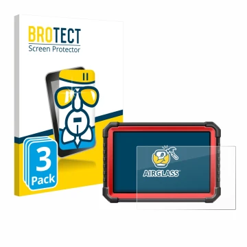 Front side of a product packaging with the brand logo BROTECT. Next to it is the device Launch X-431 PRO3S+ V5.0 shown with th