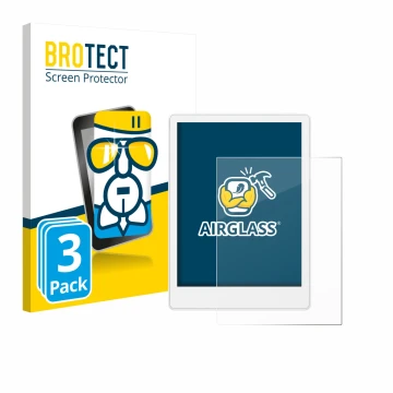 Front side of a product packaging with the brand logo BROTECT. Next to it is the device Meebook M8 7.8