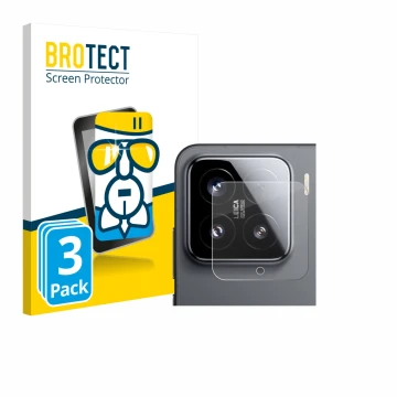 Front side of a product packaging with the brand logo BROTECT. Next to it is the device Xiaomi 15 (ONLY Camera Lens) shown wit