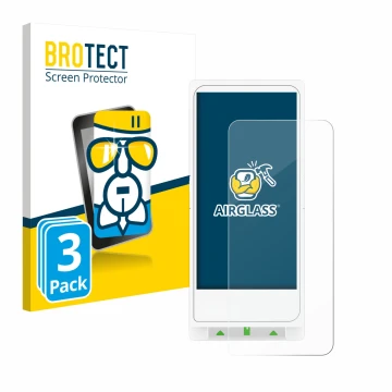 Front side of a product packaging with the brand logo BROTECT. Next to it is the device Clover Flex shown with the correspondi