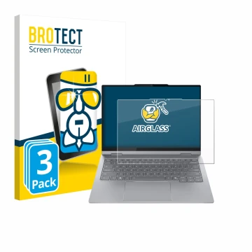 Front side of a product packaging with the brand logo BROTECT. Next to it is the device Lenovo ThinkBook 14 2-in-1 Gen 5 shown