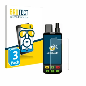 Front side of a product packaging with the brand logo BROTECT. Next to it is the device Aduro Locit GPS shown with the corresp