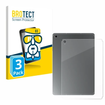 Front side of a product packaging with the brand logo BROTECT. Next to it is the device Samsung Galaxy Tab S10 FE+ (Back) show
