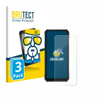 Front side of a product packaging with the brand logo BROTECT. Next to it is the device Ulefone Armor 30 Pro shown with the co