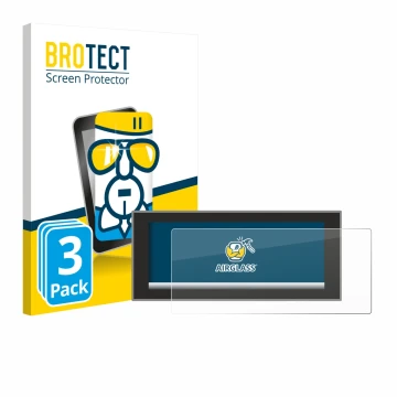 Front side of a product packaging with the brand logo BROTECT. Next to it is the device Land Rover Defender (2024) shown with 