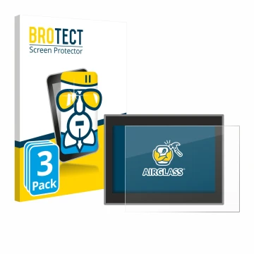 Front side of a product packaging with the brand logo BROTECT. Next to it is the device Jeep Compass Longitud (2018) shown wit