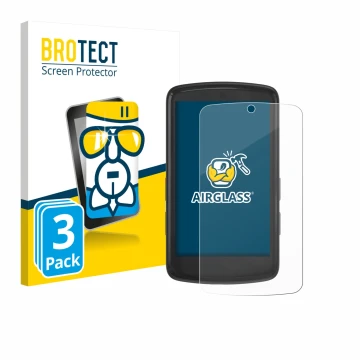 Front side of a product packaging with the brand logo BROTECT. Next to it is the device Bryton Rider S810 shown with the corre
