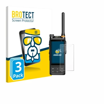 Front side of a product packaging with the brand logo BROTECT. Next to it is the device Hytera PDC680 shown with the correspon