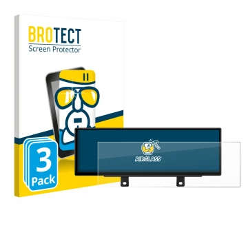 Front side of a product packaging with the brand logo BROTECT. Next to it is the device Xtrons QLB42THNBR shown with the corre