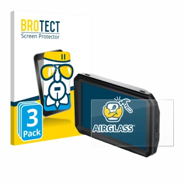 Front side of a product packaging with the brand logo BROTECT. Next to it is the device Blackmagic Design Pyxis Monitor 5