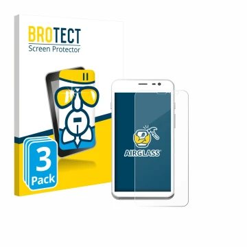 Front side of a product packaging with the brand logo BROTECT. Next to it is the device Pax CCV Fly A77 shown with the corresp