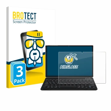 Front side of a product packaging with the brand logo BROTECT. Next to it is the device DEERTiME E6 10.1