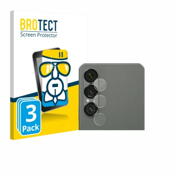 Front side of a product packaging with the brand logo BROTECT. Next to it is the device Sony Xperia 1 VII (ONLY Camera Lens) s