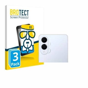 Front side of a product packaging with the brand logo BROTECT. Next to it is the device Samsung Galaxy S25 Edge (ONLY Camera L