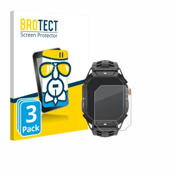Front side of a product packaging with the brand logo BROTECT. Next to it is the device Oukitel BT80 shown with the correspond