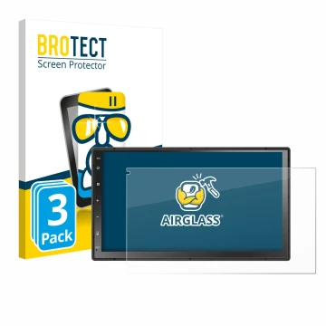 Front side of a product packaging with the brand logo BROTECT. Next to it is the device Atoto A5L 7