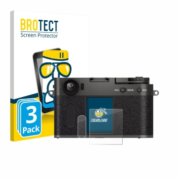 Front side of a product packaging with the brand logo BROTECT. Next to it is the device Fujifilm X Half X-HF1 shown with the c