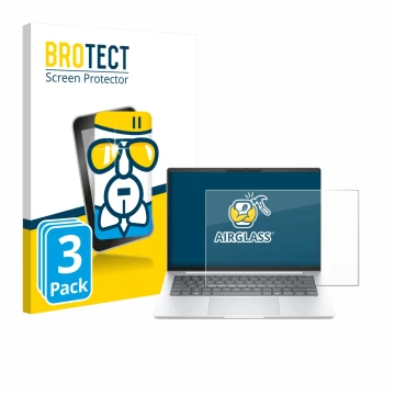 Front side of a product packaging with the brand logo BROTECT. Next to it is the device HP EliteBook 8 G1i 14