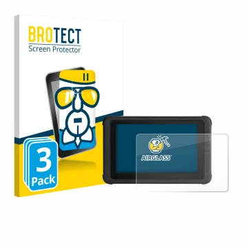 Front side of a product packaging with the brand logo BROTECT. Next to it is the device Webfleet PRO 8475 shown with the corre