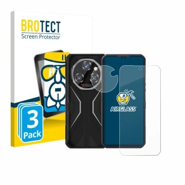 Front side of a product packaging with the brand logo BROTECT. Next to it is the device Oukitel WP55 Pro (Front+Camera) shown 