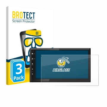 Front side of a product packaging with the brand logo BROTECT. Next to it is the device Kenwood DMX6523DABS shown with the cor