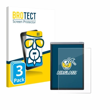 Front side of a product packaging with the brand logo BROTECT. Next to it is the device iflytek Ainote Air 2 shown with the co