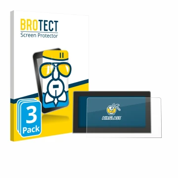 Front side of a product packaging with the brand logo BROTECT. Next to it is the device Volkswagen Golf MK8.5 12.9