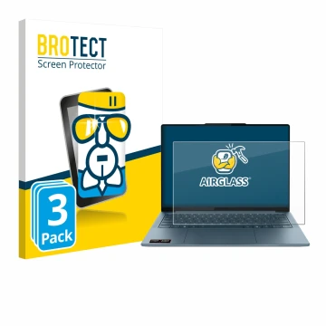 Front side of a product packaging with the brand logo BROTECT. Next to it is the device Lenovo Yoga Slim 7 Gen 10 14