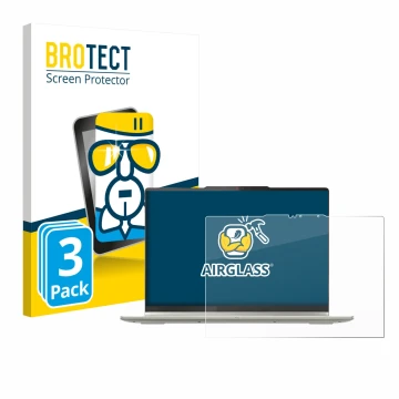 Front side of a product packaging with the brand logo BROTECT. Next to it is the device Lenovo Yoga 7 2-in-1 Gen 10 14