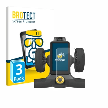 Front side of a product packaging with the brand logo BROTECT. Next to it is the device PowaKaddy CT12 GPS shown with the corr