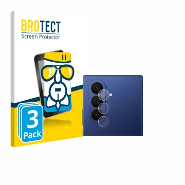 Front side of a product packaging with the brand logo BROTECT. Next to it is the device Samsung Galaxy Z Fold 7 (ONLY Camera L