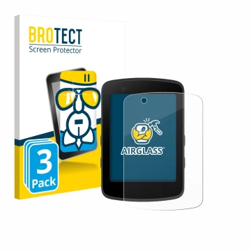 Front side of a product packaging with the brand logo BROTECT. Next to it is the device Bryton Rider 550 shown with the corres