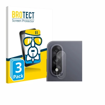 Front side of a product packaging with the brand logo BROTECT. Next to it is the device OnePlus Nord 5 (ONLY Camera Lens) show