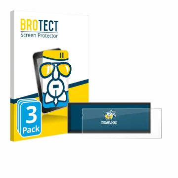 Front side of a product packaging with the brand logo BROTECT. Next to it is the device Carpuride Carplay W125A 11.26