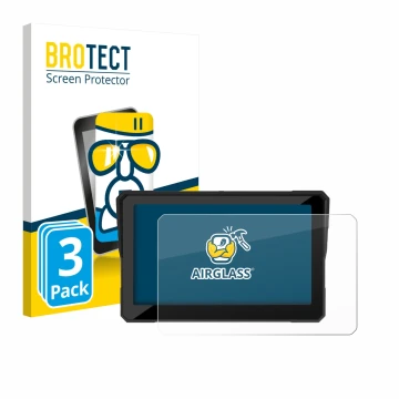 Front side of a product packaging with the brand logo BROTECT. Next to it is the device Carpuride W702S Pro 7