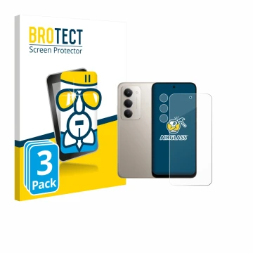 Front side of a product packaging with the brand logo BROTECT. Next to it is the device Xiaomi Redmi 15 4G (Front+Camera) show
