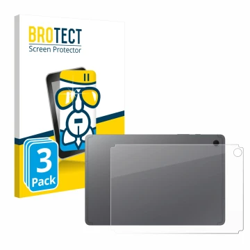 Front side of a product packaging with the brand logo BROTECT. Next to it is the device Samsung Galaxy Tab S10 Lite (Back) sho