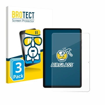 Front side of a product packaging with the brand logo BROTECT. Next to it is the device Samsung Galaxy Tab S11 (portrait) show