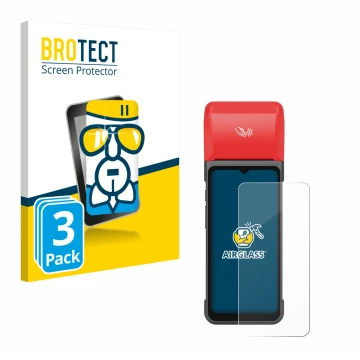 Front side of a product packaging with the brand logo BROTECT. Next to it is the device iMin Swift 2 Pro shown with the corres
