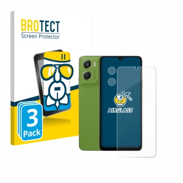 Front side of a product packaging with the brand logo BROTECT. Next to it is the device Motorola Moto G06 Power (Front+Camera)