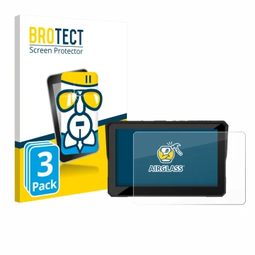 Front side of a product packaging with the brand logo BROTECT. Next to it is the device Carpuride W502 Pro 5