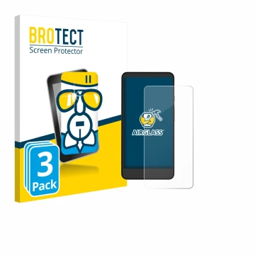 Front side of a product packaging with the brand logo BROTECT. Next to it is the device Xiaomi Moaan InkPalm Mini Plus 2 shown